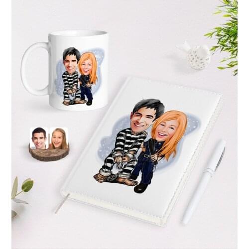 Personalized Valentine Caricature of 2021 Organizer pen And Mug Seti-7
