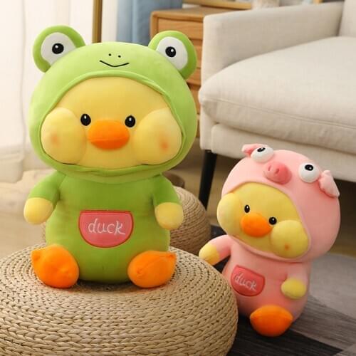 35cm Cute Duck Plush Toy Stuffed Animal Soft Plushie Yellow Duck Cosplay Frog Pig Kawaii Doll Toys for Kids Girls Birthday Gift
