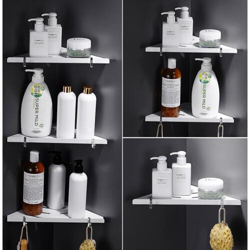 Nail Free Bathroom Shelf Bath Shower Shelf Bath Shampoo Holder Basket Holder White Aluminum Alloy Bathroom Corner shelf