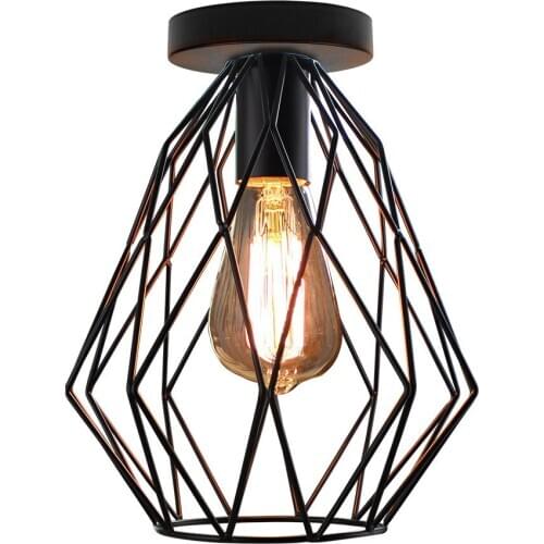 Iron Cage Ceiling Light Lampen Modern Led Shade Industrial Ceiling Lamp Nordic Lighting Cage Fixture for Home Living Room Decor