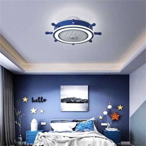 Nordic bedroom ceiling fan rudder pirate ship childrens room led lamp simple personality living room indoor lighting fixture
