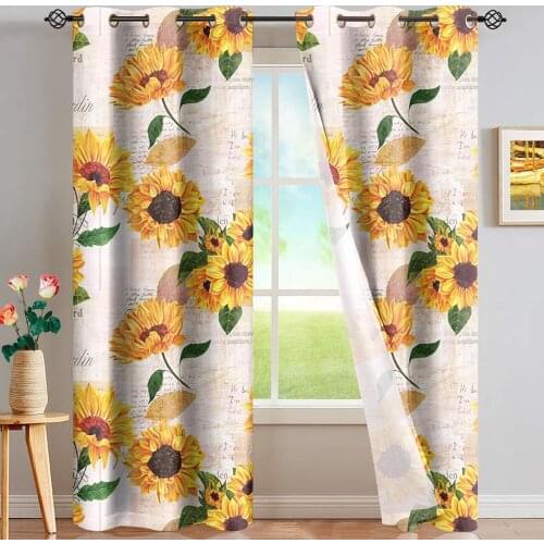 Sunflower Printing Window Curtain Blackout Curtains for Women Men Adults Kids Bedroom Tatami Bed Living Room 2 Panels