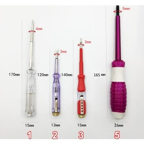 Dual-use Slotted Screwdriver Test Pencil Durable Test Pencil Electric Test Tester Multifunction Electrician Test Pen tool 5 type