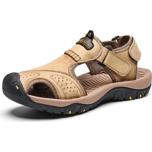 GOMNEAR Mens Hiking Sandals Leisure Closed Toe Classic Summer Soft Outdoor Climbing Comfortable Fisherman Beach Shoes Big Size