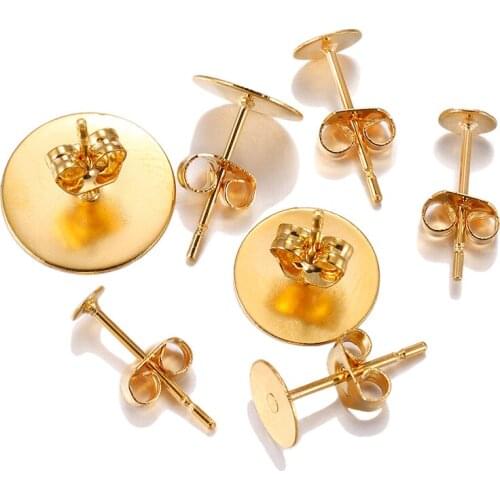 20pcs 3-12 mm Gold Stainless Steel Stud Earring Back Spacer with Earring Plug Findings For DIY Jewelry Making Supplies Wholesale