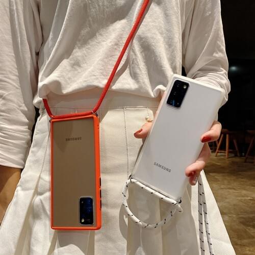 Silicone Shockproof Matte Transparent Strap Cord Chain Phone Cases For Samsung Galaxy A81 71 91 51 42 21S M11 41 A01CORE Lanyard