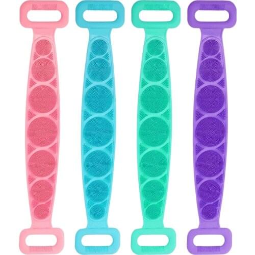 Silicone Back Scrubber Soft Loofah Bath Towel Bath Belt Body Exfoliating Massage For Shower Body Cleaning Bathroom Shower Strap