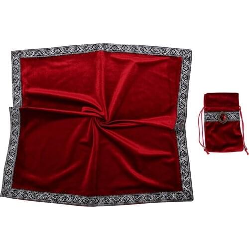 Tarot Tablecloth Flocking Fabric Board Game Accessories Beautiful Stone Tarot Red/Purple/Blue/Black With Bags By Hand