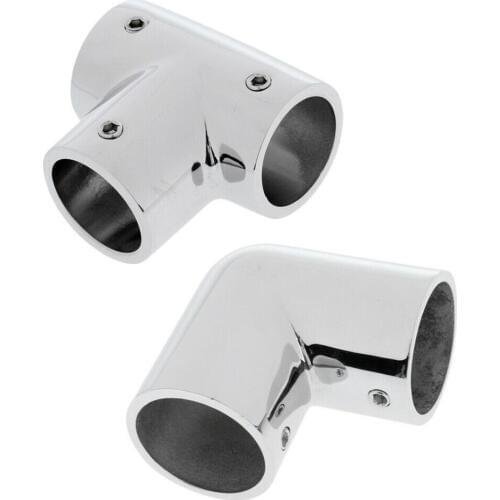 Boat Hand Rail Fitting Tee + 90 Degree Elbow Tube Stainless Steel 22 and 25mm