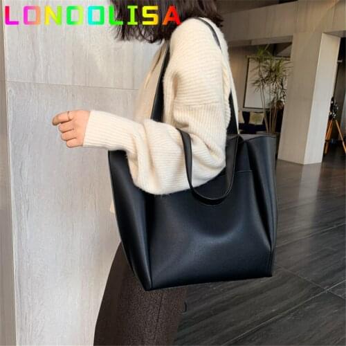 Women Large Capacity Top-handle Bags High Quality Solid Color Leather Shoulder Shopper Bags for Women 2021 Designer Sac A Main