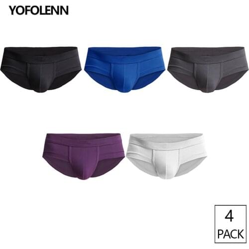 4 Pieces/Lot Modal Men Briefs Sexy Gay Mens Breathable Big Penis Underwear Panties Man U Convex Addicted Underpants Size M-3XL