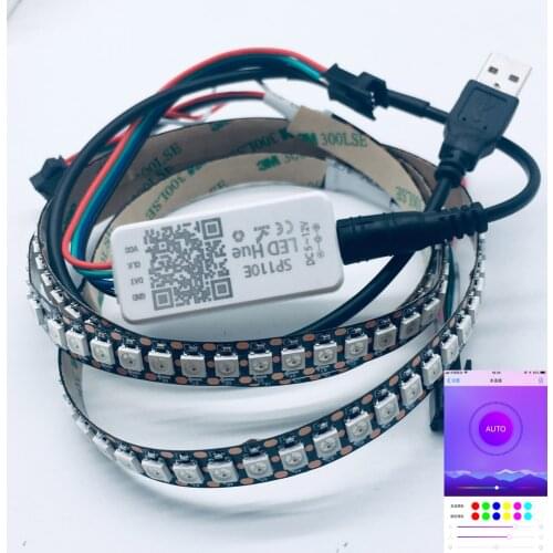USB 5V RGB Led Strip Light 2812b 144LED/m SP110E Bluetooth controller TV Backlight Dream Color Flash Stripe Decoration