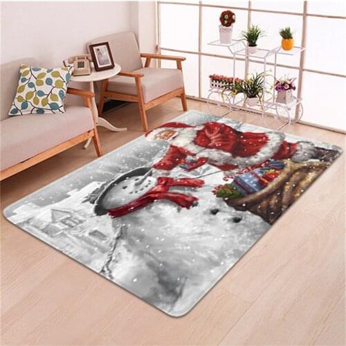 Waterproof Christmas Non-slip Door Mat Kitchen Dinning Room Fireplace Floor Mat Xmas Snowman Rug Kitchen Home Textile
