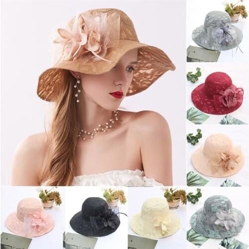 Womens Church Kentucky Fascinator Hat For Bridal Tea Party Wedding Cap Nice Embroidery With Flowers Shade Used for Banque Hat