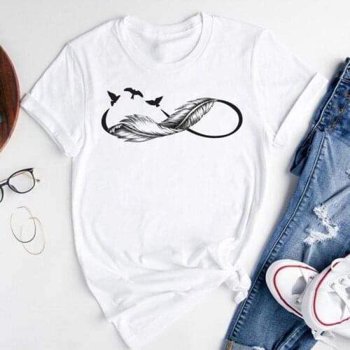 Women Graphic Cartoon Feather Bird Animal Beach Cute Short Sleeve Summer Fashion Print Female Clothes Tops Tees Tshirt T-Shirt