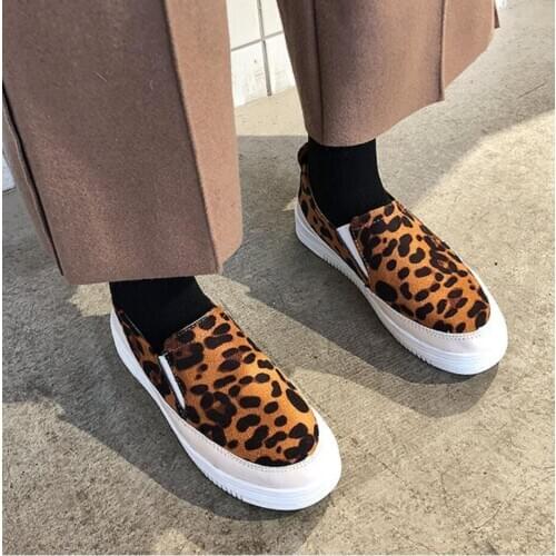 2020 women leopard print flat shoes Spring Female casual shoes soft platform slip on loafers chaussure zapatos mujer moccasins
