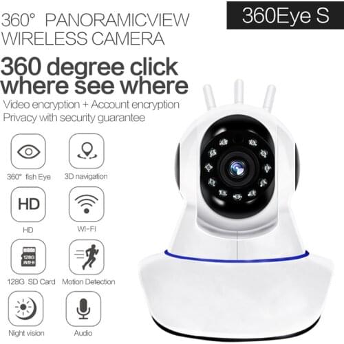 2MP 1080P 3 Antena 360Eyes Wireless PTZ IP Camera With Lan Port