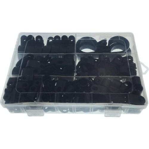 200 Pieces Nylon Plastic Cable Clips Clamp R-Type Fasteners Assortment