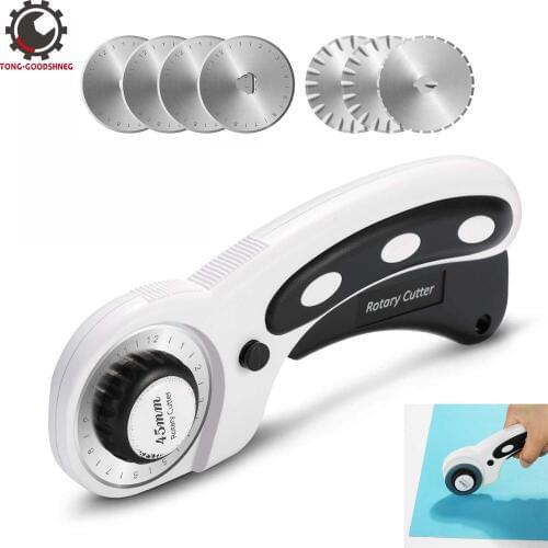 45mm Rotary Cutter with 7 Replacement Rotary Cutter Blades Rotary Blades for Precise Cutting Sewing Fabric Leather Quilting