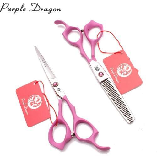 6'' 17.5cm Pink Handle 440C Hair Scissors Professional Hairdressing Scissors Cutting Shears Thinning Scissors Styling Tool Z1024