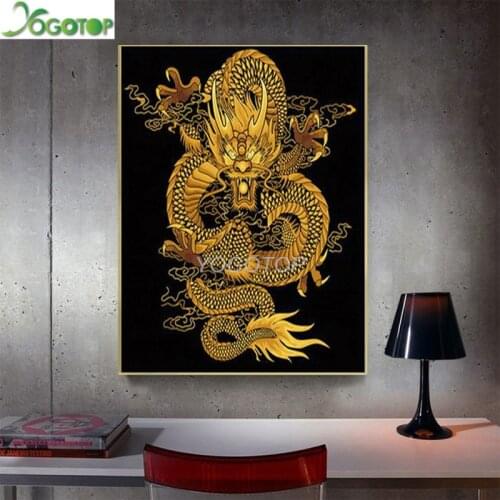 Diy Handicrafts Chinese Dragon Diamond embroidery full Square Diamond Painting Cross stitch Golden Dragon Decor Picture YY4462