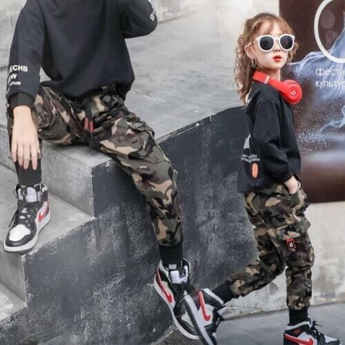 Spring Summer Kids clothes Boys Cotton Sport Pants Casual Camouflage Printed Teenage Girls Pants Cargo pants Beam Foot Pants