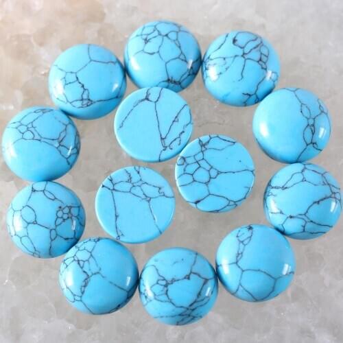 10Pcs 12MM 16MM Round Cabochon CAB Bead Natural Stone Blue Howlite No Drilled Hole Bead For DIY Jewelry Gift for Men Women K901