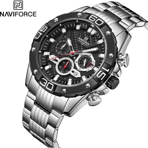 NAVIFORCE Watches for Men Luxury Sport Chronograph Quartz Wristwatch Stainless Steel Waterproof Watch Men relogio masculino 8019