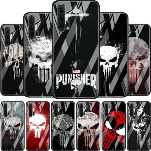 Marvel Punisher Skull Soft Tempered Glass Cover For Honor 30 20 10 9X 8X Lite Pro Plus Phone Case Coque Shell