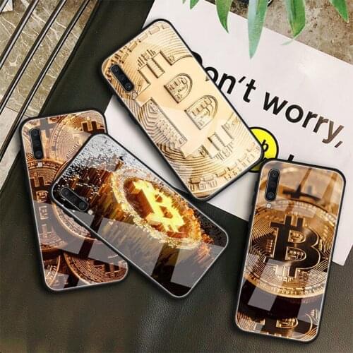 BITCOIN coins Funny Tempered Glass Case For Samsung Galaxy A10S A10E A20S A20E A30S A40 A50S A60 A70 A80 A90 A6 A7 A8 Shell