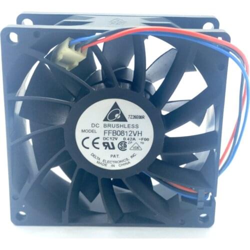 Delta FFB0812VH -FOO 80*80*25 8cm DC 12V 0.42A 3-line Speed Double Ball Bearing Cooling Fan