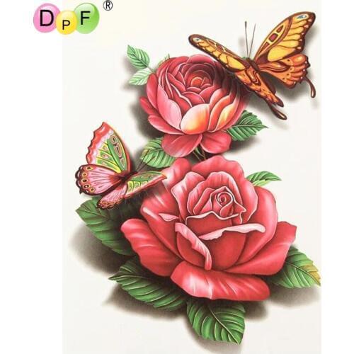 DPF 5D Round full Diamond painting fly butterfly flower Cross Stitch Diamond Embroidery Needlework diamond Mosaic decor crafts