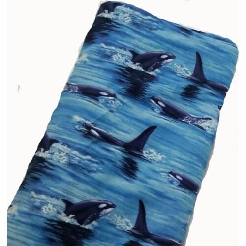 Brand New Dolphin in Blue Sea Printed Cotton Fabric ZB1 Animal Fabric Patchwork for Cloth Dress Party Home Decor