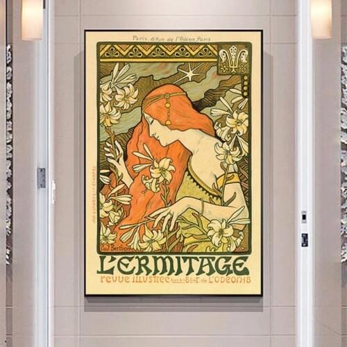 Alphonse Mucha Famous Painting Vintage Illustration Canvas Posters and Prints Wall Art Pictures for Home Living Room Decoration