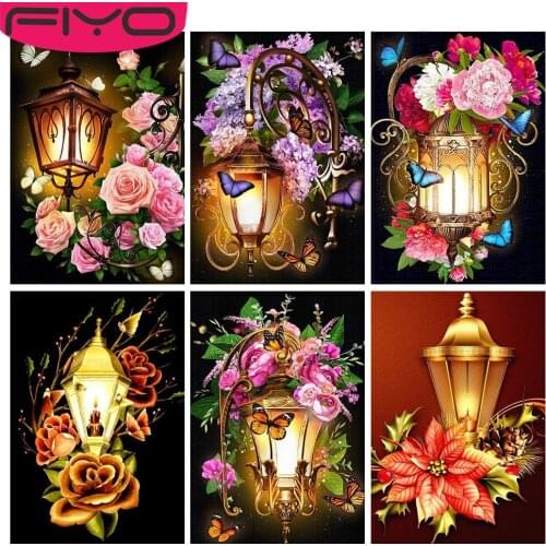 FIYO 5D Diamond Painting Full Drill Square Flower Light Butterfly Picture Of Rhinestones Mosaic Diamonds Beads Embroidery
