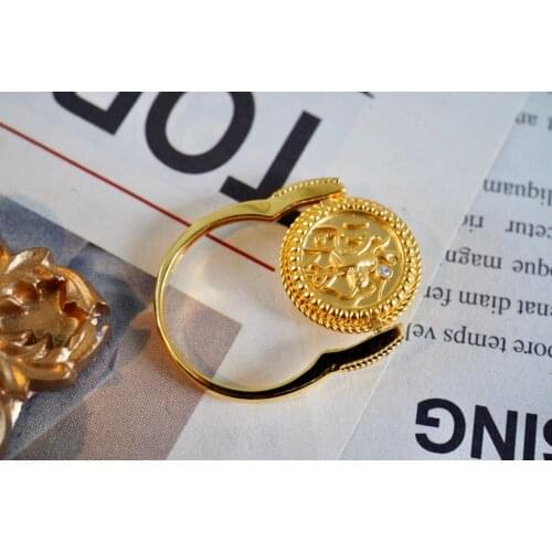 SX412 Solid 18K Gold 5g Nature Mother of Pearl Rings for Women Fine Jewelry Presents the Six-word Admonition