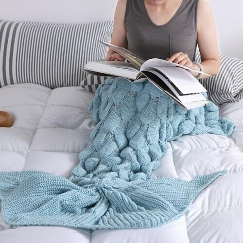 LISM Soft Knitted Mermaid Tail Blanket Crochet Handmade Sleeping Bag for you All Season Best Birthday Gift