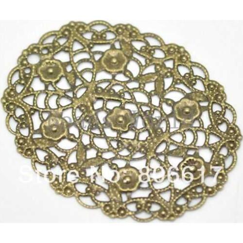 Best Quality 30 Pcs Bronze Tone Filigree Oval Wraps Connector Embellishments Jewelry Findings 50x40mm(W03487 X 1)