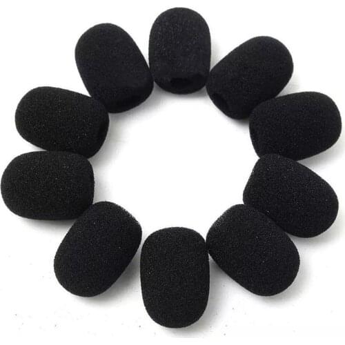 10Pcs/set Black Soft Replacement Foam Covers Windscreen Windshield Sponge Covers for Headset Microphone Mic Cover