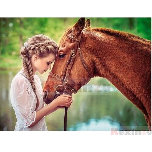 Kexinzu Full 5D DIY Square/Round Drill Diamond Painting "Animal Horse" 3d Diamond Embroidery Cross Stitch Decor Gift 22