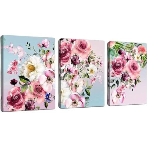 3 Piece Diamond Painting Pink White Flowers Diy handwork Embroidery square round drilling 5d Puzzle Mosaic Plant Floral,JX2239