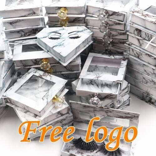 NEW wholesale eyelash packaging box lashes boxes packaging Marble Design for 10mm- 25mm mink eyelashes square case