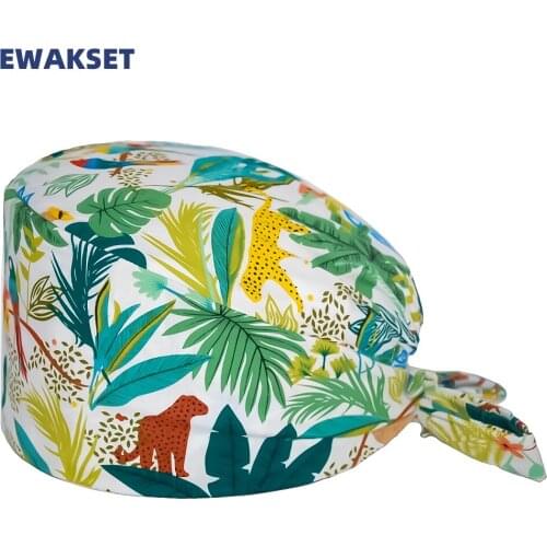 New Surgicals Cap With Sweatband Adjustable Working Nursing Hats Anime Printing Bouffant Head Scarf Scrubs Caps for Women Men