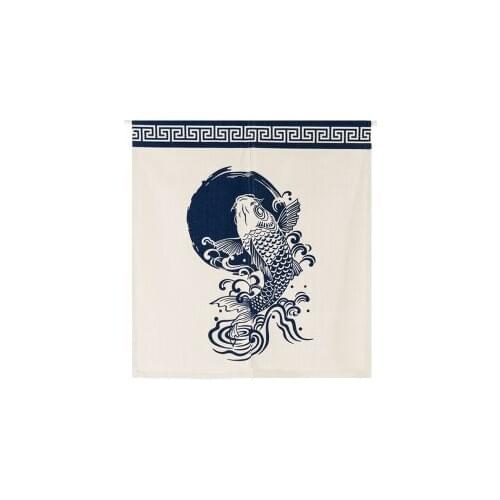 New Chinese style classical carp fish wind window blind water Japanese cotton and linen door curtain porch home decorations
