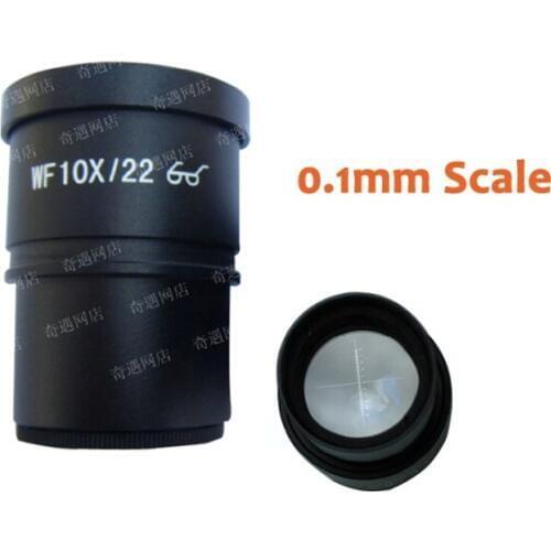 1PC WF10X/22mm High Eyepoint Eyepiece for Zoom Stereo Microscope with Mounting Size 30mm and Reading Scale Reticle Ruler 0.1mm