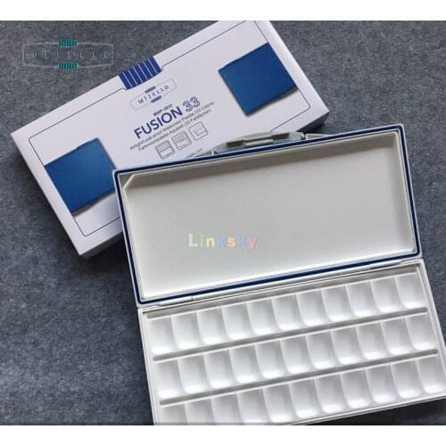 Original Korea MIJELLO Watercolor Color Palette with Bulletproof Glass Palette, 18,24,33 Grid blue Color Empty Plastic Box