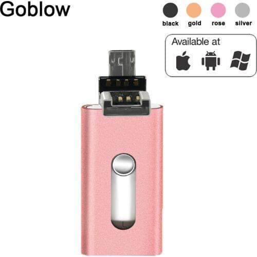 OTG USB Flash Drive USB2.0 for iPhone/iPad/IOS/Android/PC 64GB 32GB 16GB 128GB Pen Drive 3 in 1 High Speed Pendrive USB C Stick
