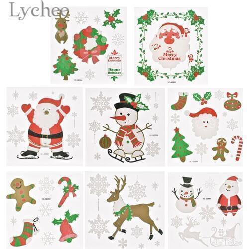 Christmas Theme Window Stickers Snowman Snowflake Wall Stickers DIY Christmas Festival Decoration