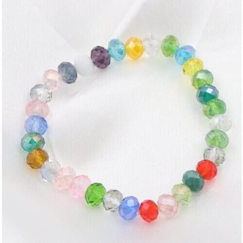 Charms Multicolor Elastic Beads Glass Crystal Bracelet Bohemia Style Strand Bracelets for Women Bangle Gifts Jewelry 7.5" A638