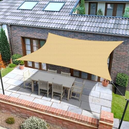 Sun Shade Sail Rectangle Sunshades Canopy Sunrays Block Awning for Patio Carport Backyard Garden Sand 6.5 x 10inch